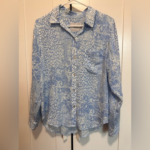 Rails Josephine Aqua Mixed Animal Size M Blue & White Button Up Shirt‎ - Picture 1 of 13